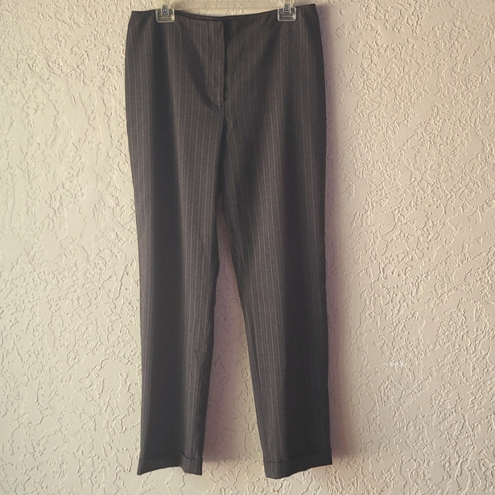 The Limited Stretch Pants Brown Pinstripe-Size 12